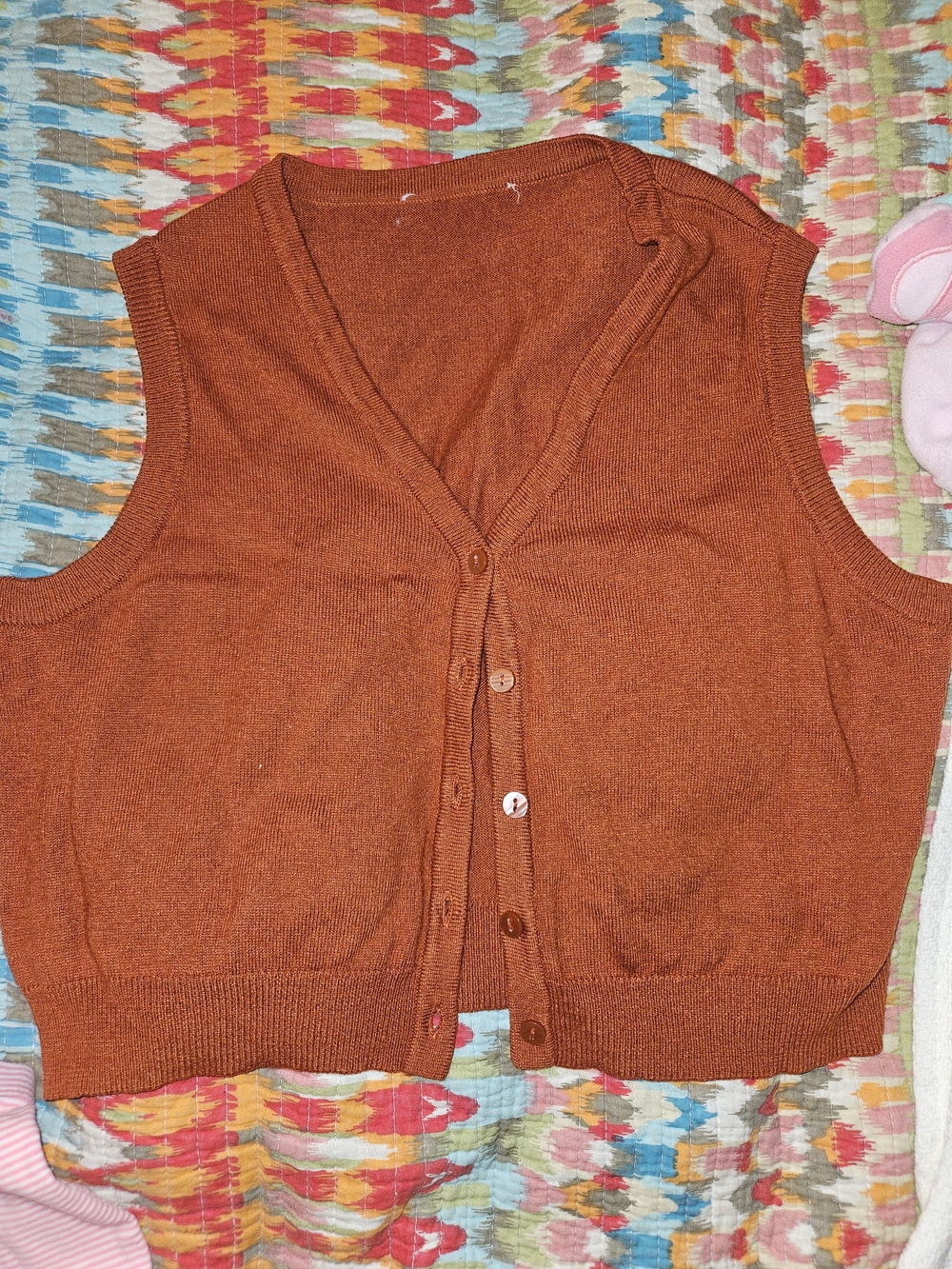 Rust Orange Women's Button-Front Knit Vest